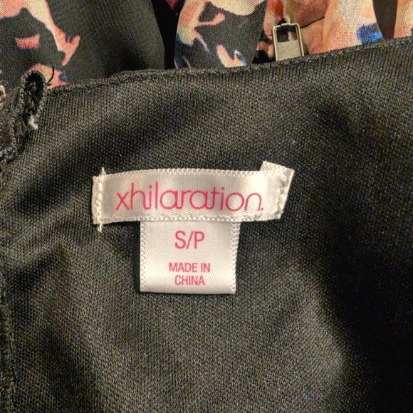 Xhilaration Black Pink Blue Floral Sheer Long Sleeve Dress Small - Picture 8 of 9